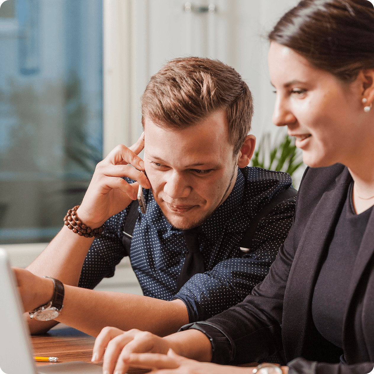 Business professional working on laptop